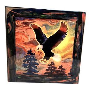 Eagle Wall Art or Large trivet tile With Abstract Background Handmade Resin top